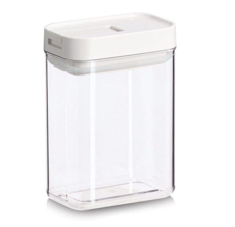 Zeller Present Vorratsdose 670 ml, 7 × 11 × 15 cm, Kunststoff/Silikon, transparent/weiss