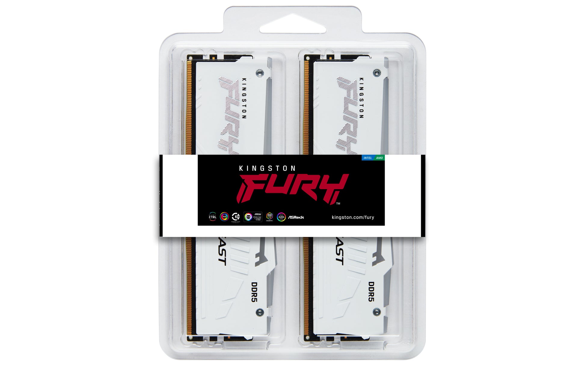 Kingston Technology Kingston Fury Beast – DDR5 RAM – 32 GB (2×16 GB), 6400 MT/s, CL32, EXPO, Weiss, RGB