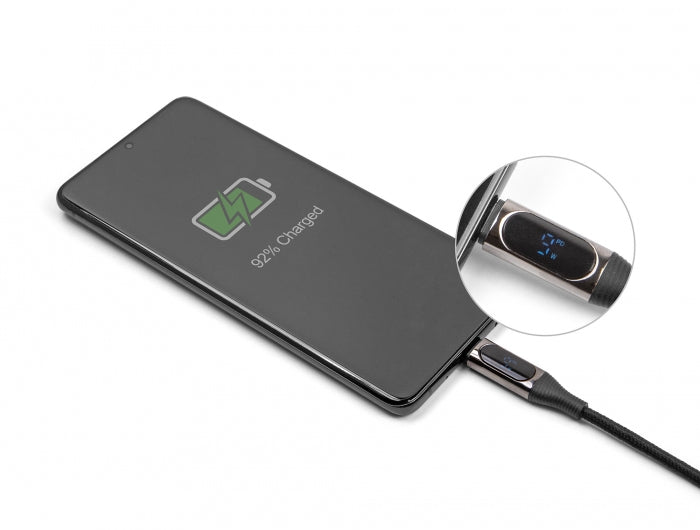 DeLOCK USB-C auf USB-C Kabel – USB 2.0 (480 Mbit/s) – 2 m – PD 100 W – Geflochten – Schwarz