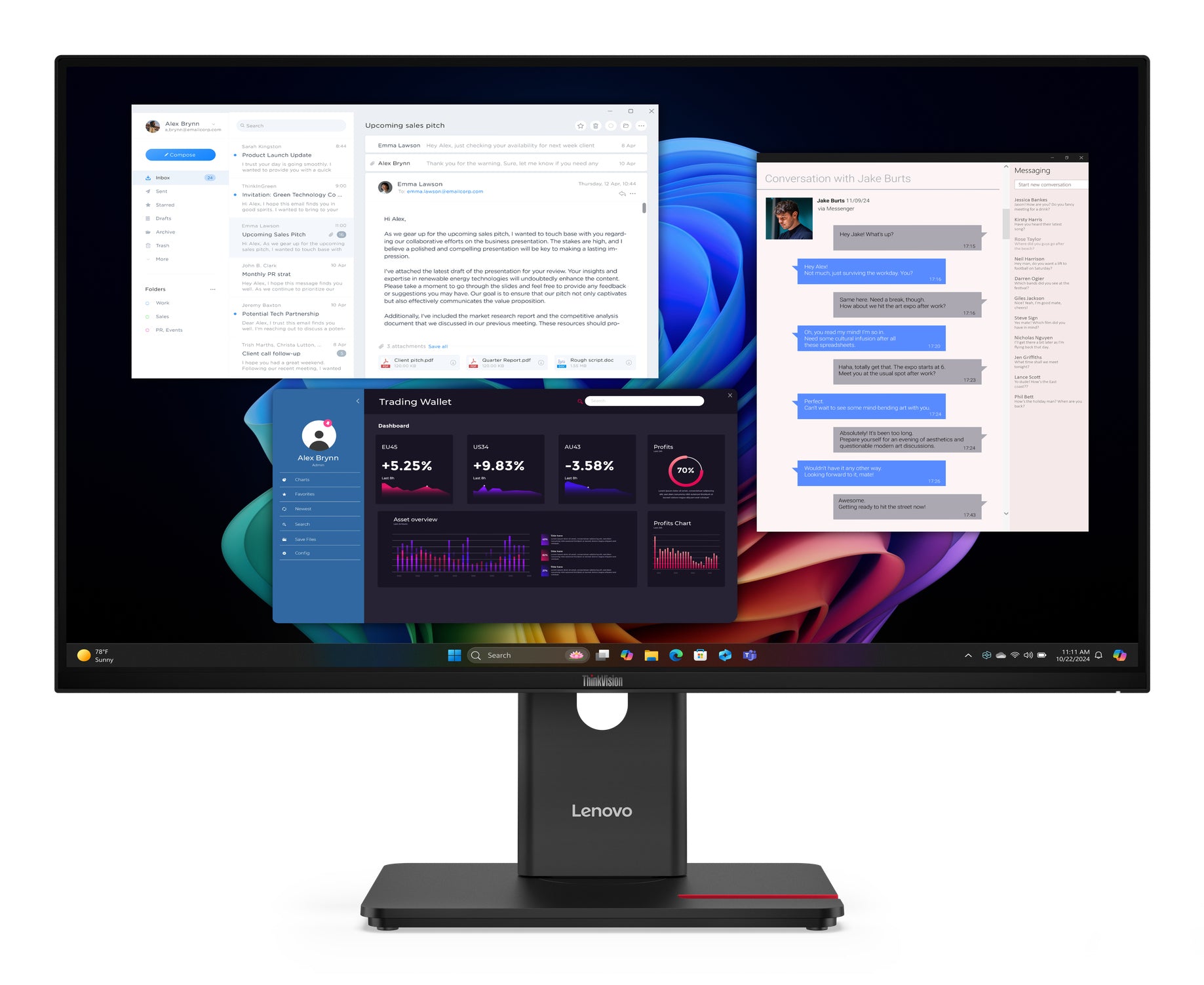 Lenovo ThinkVision T27UD-40 – 27", 3840 × 2160 (4K), IPS, USB-C 100 W, LAN, HDR10