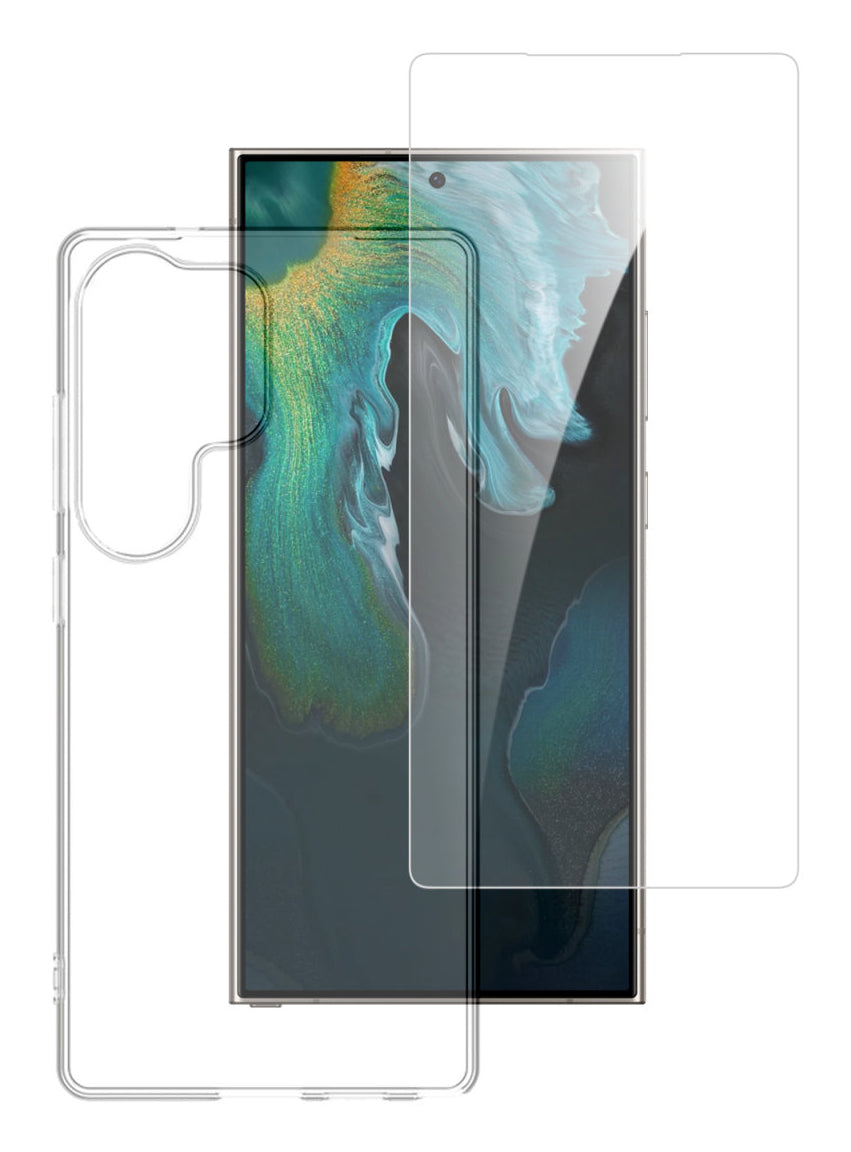 4smarts 360 Protection Set – Backcover – für Samsung Galaxy S25 Ultra, PC+Gehärtetes Glas, Transparent