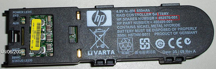HPE Ersatzakku, NiMH, 650 mAh, 4,8 V – für RAID-Controller – 1 Stk.
