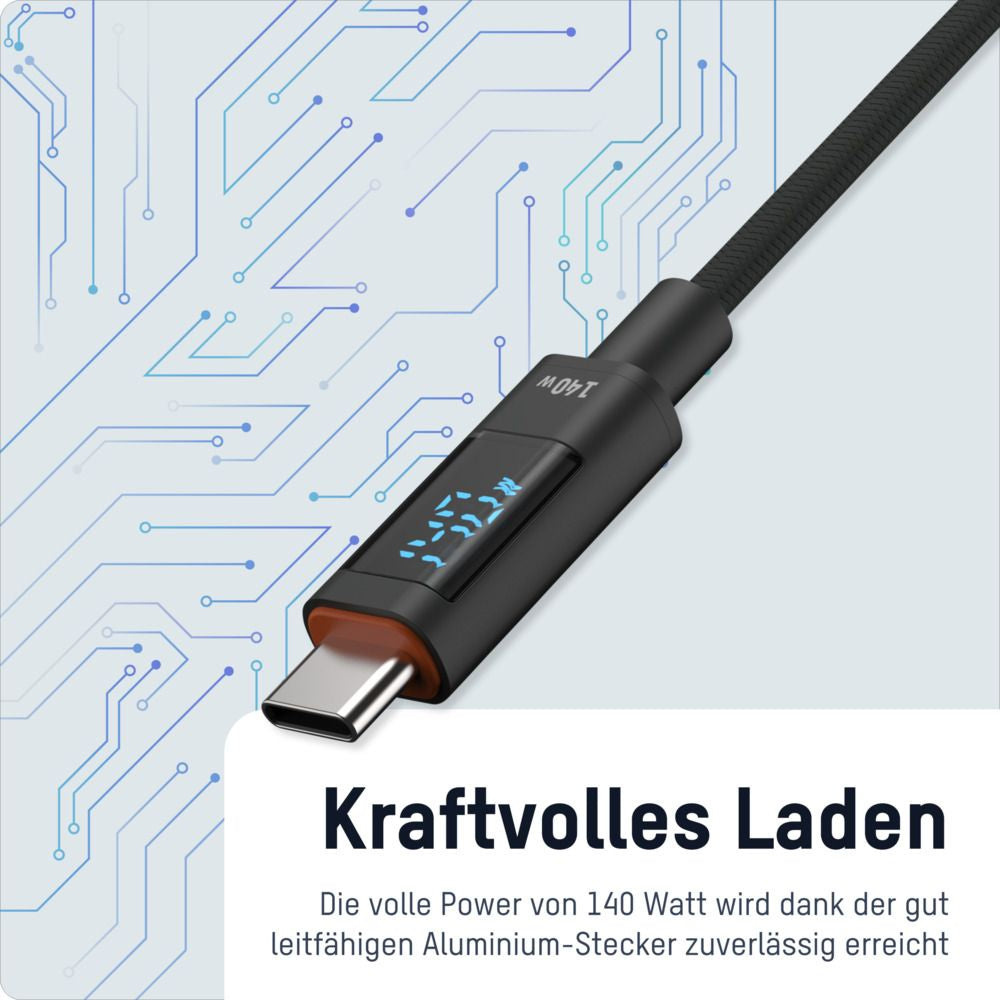Ansmann USB-Kabel, USB-C zu USB-C, 1,2 m, Lade-/Datenkabel