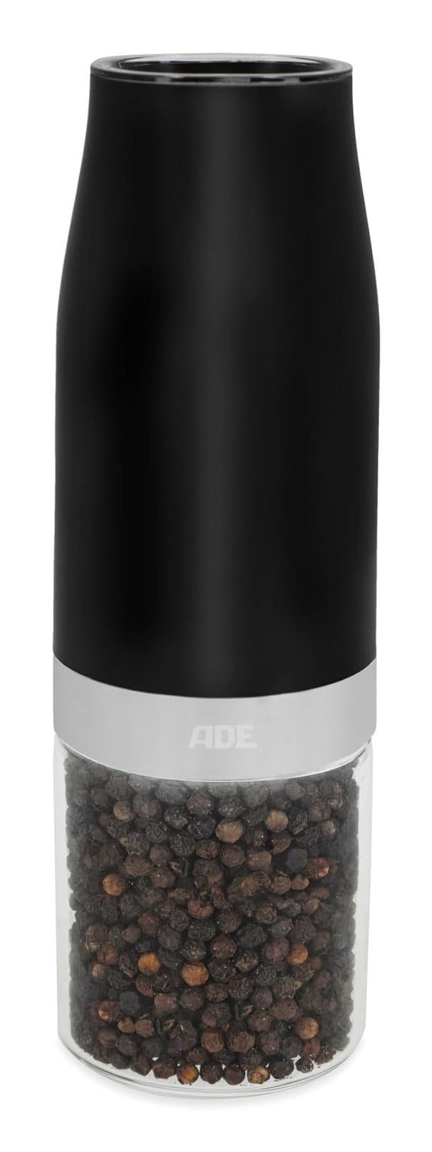 ADE Salz-/Pfeffermühle 18,3 cm, Glas/ABS, Keramikmahlwerk, Schwarz