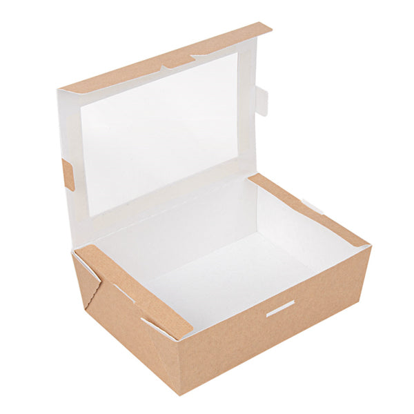 Garcia de Pou Weita Take-away-Box, Papier/Karton – 1000 ml 170 × 120 × 55 mm, braun/weiss – FSC – 50 Stk.