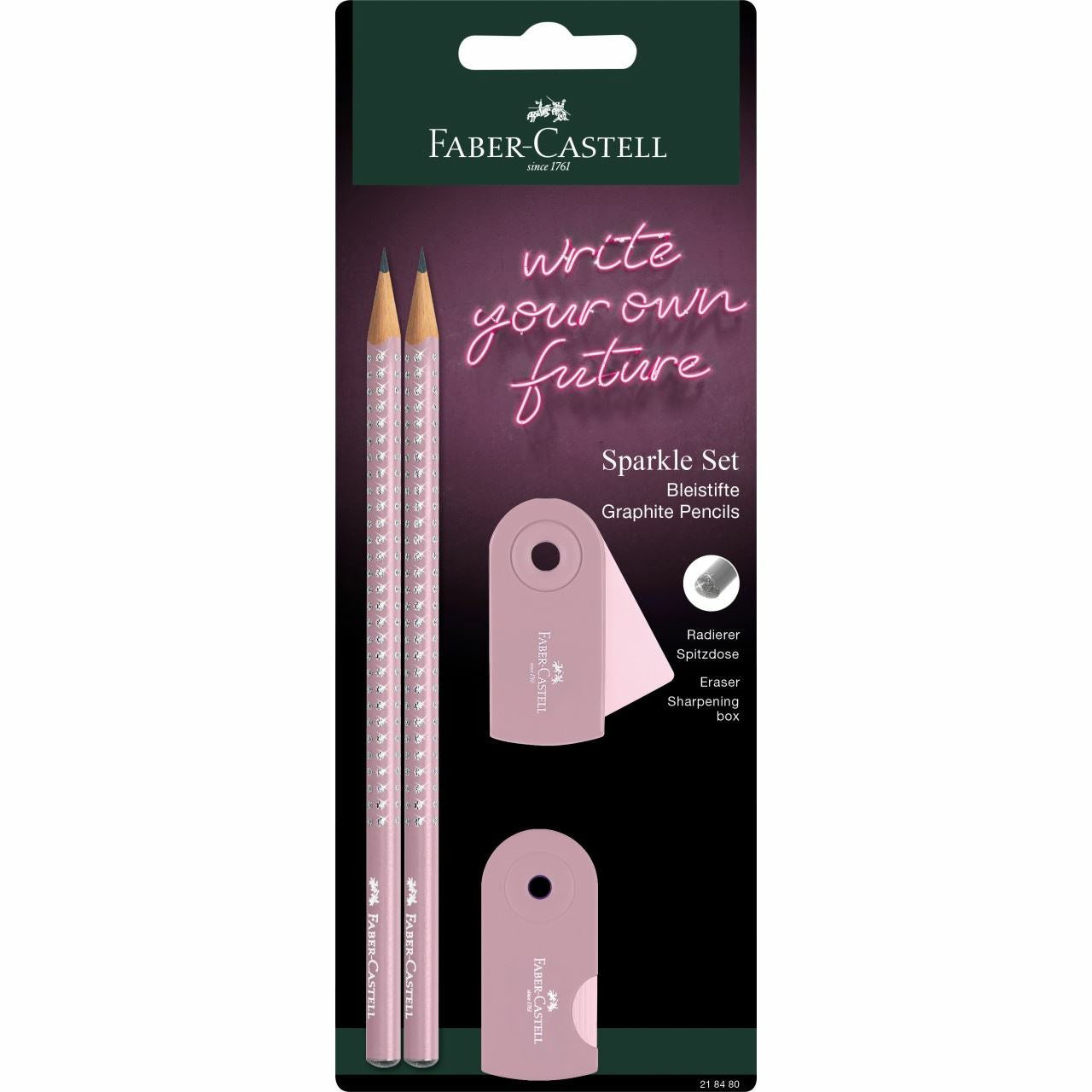 Faber-Castell Grip Sparkle Bleistift, Grip-Zone, B, Mine Ø 2 mm, farbig sortiert – Set