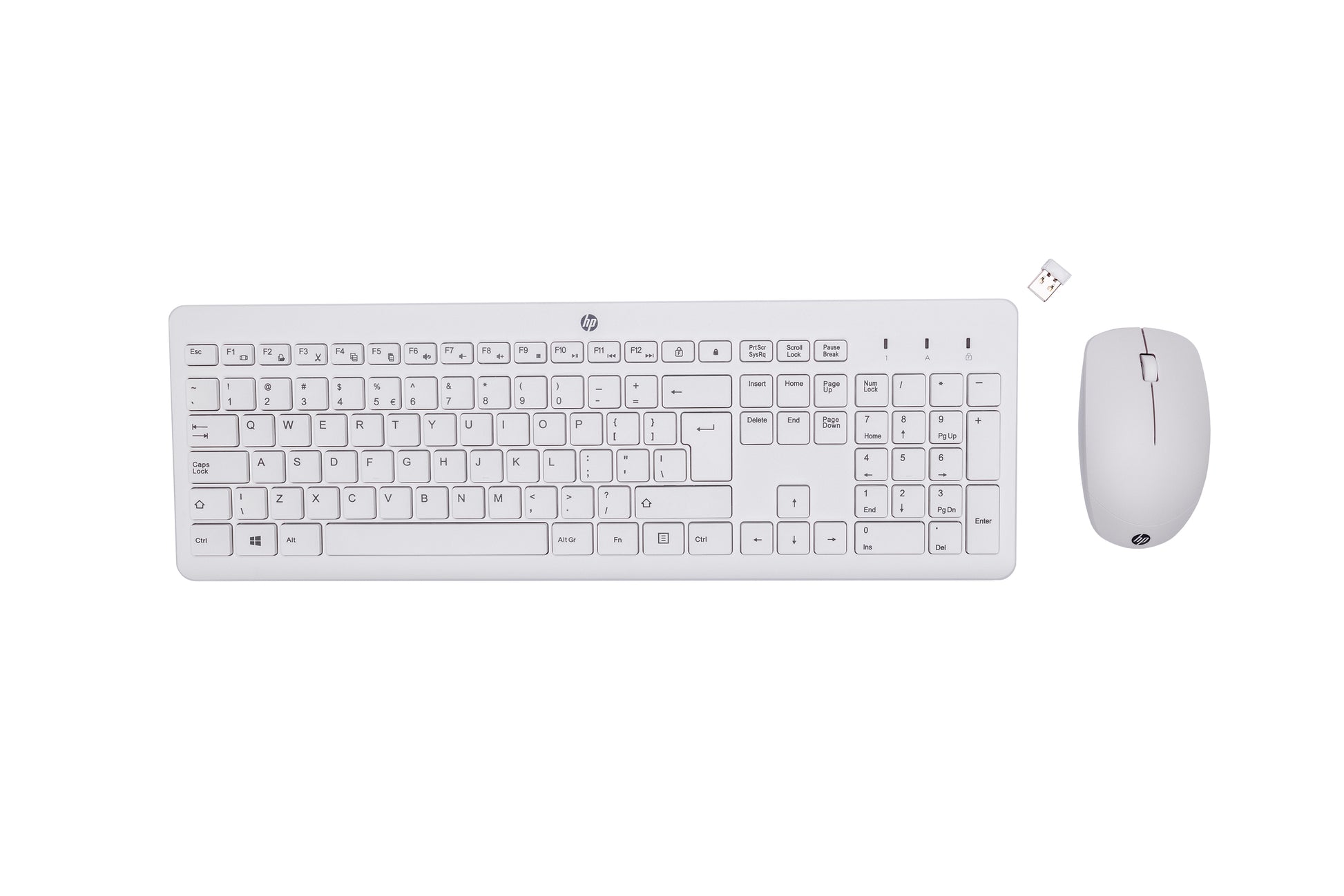 HP 230 Wireless – Tastatur-Maus-Set – QWERTY – RF 2,4 GHz, Full-Size, Membran, 1600 DPI, Weiss