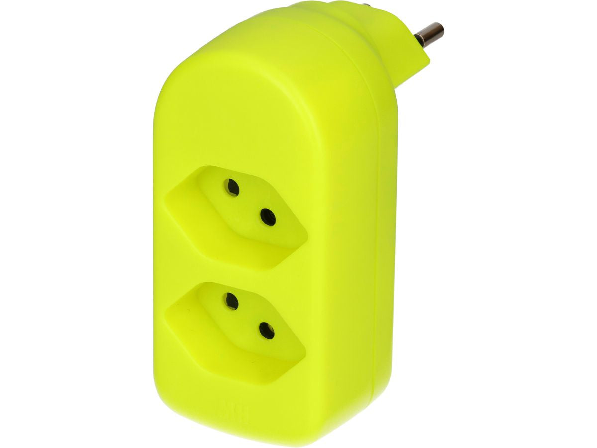 Max Hauri AG Max Hauri maxADAPTturn Abzweigstecker T12 zu 2× T13 – 2300 W, 10 A, 2 Steckdosen, drehbar, Gelb