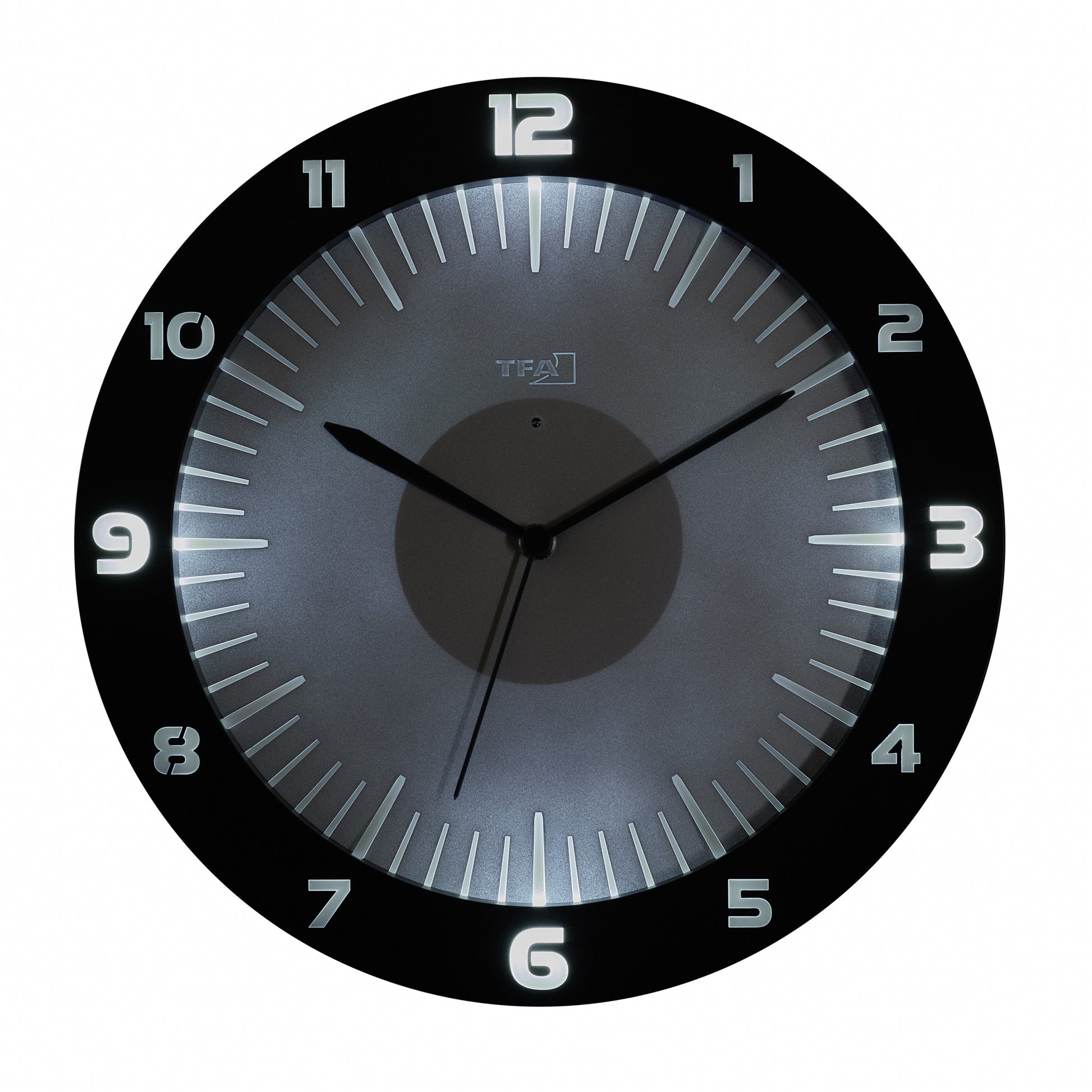 TFA-Dostmann TFA Dostmann LUMOCLOCK Wanduhr – Funk, analog, Licht, USB, Ø 30,3 cm, schwarz, Kunststoff