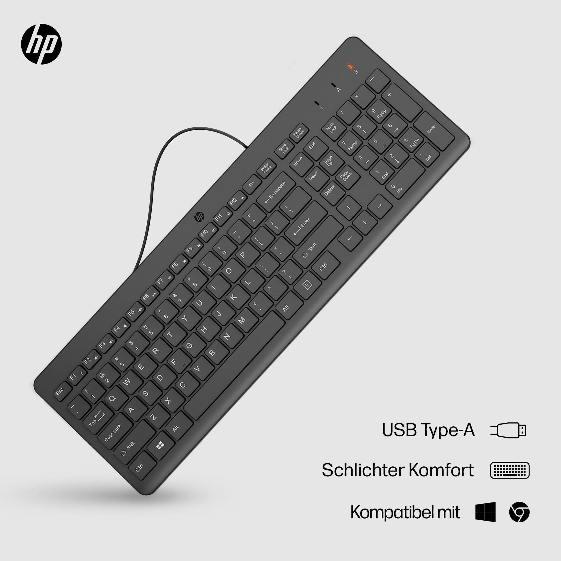 HP 150 – Tastatur – mechanisch – kabelgebunden, USB-A – QWERTY (NL) – Schwarz