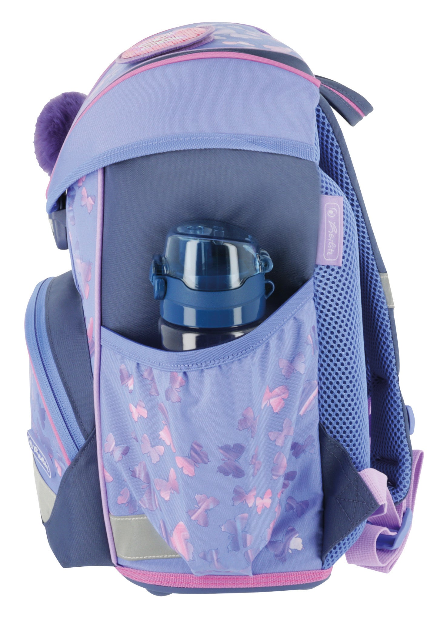 Herlitz UltraLight Plus – Schulrucksack-Set 4-teilig, Schmetterling, 15 l, 28×36×21 cm