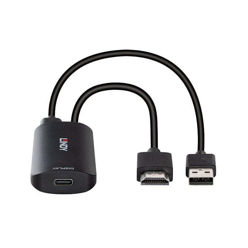 Lindy Adapter HDMI zu USB-C – 4K (3840 × 2160) @ 60 Hz, HDMI 2.0, 0,2 m, USB-Stromversorgung, Schwarz
