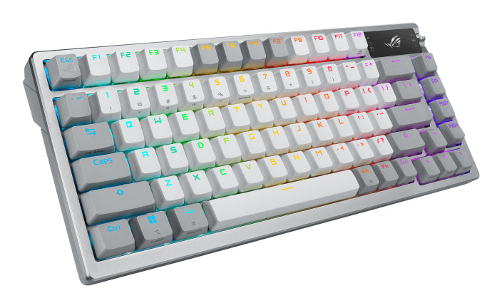 ASUS ROG Azoth – Gaming-Tastatur 75% – Mechanisch – USB, Bluetooth & 2,4 GHz – RGB – Ohne Ziffernblock – Weiss