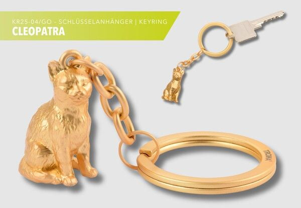 TROIKA Schlüsselanhänger Cleopatra Katze – Metall, Gold
