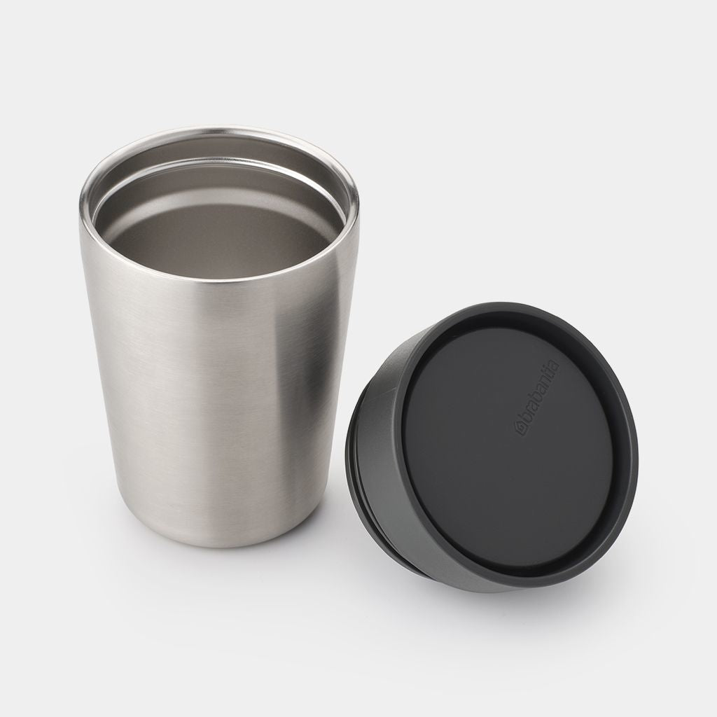 Brabantia Make & Take Thermobecher 200 ml – Doppelwandig 3 h heiss/6 h kalt, Edelstahl, Schraubdeckel
