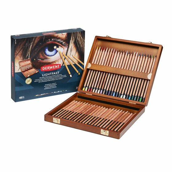 Derwent Buntstifte Professional Lightfast – 48 Farben, im Holzkoffer