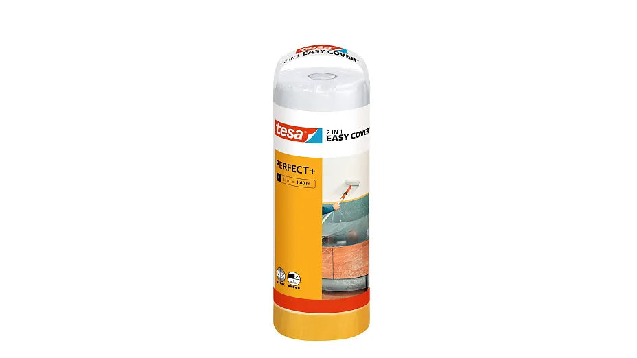 TESA Abdeckfolie mit Band Easy Cover Perfect+ Nachfüllpack, transparent – 1400 mm × 33,0 m