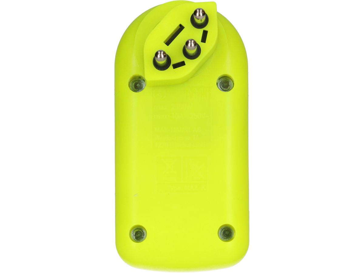 Max Hauri AG Max Hauri maxADAPTturn Abzweigstecker T12 zu 2× T13 – 2300 W, 10 A, 2 Steckdosen, drehbar, Gelb