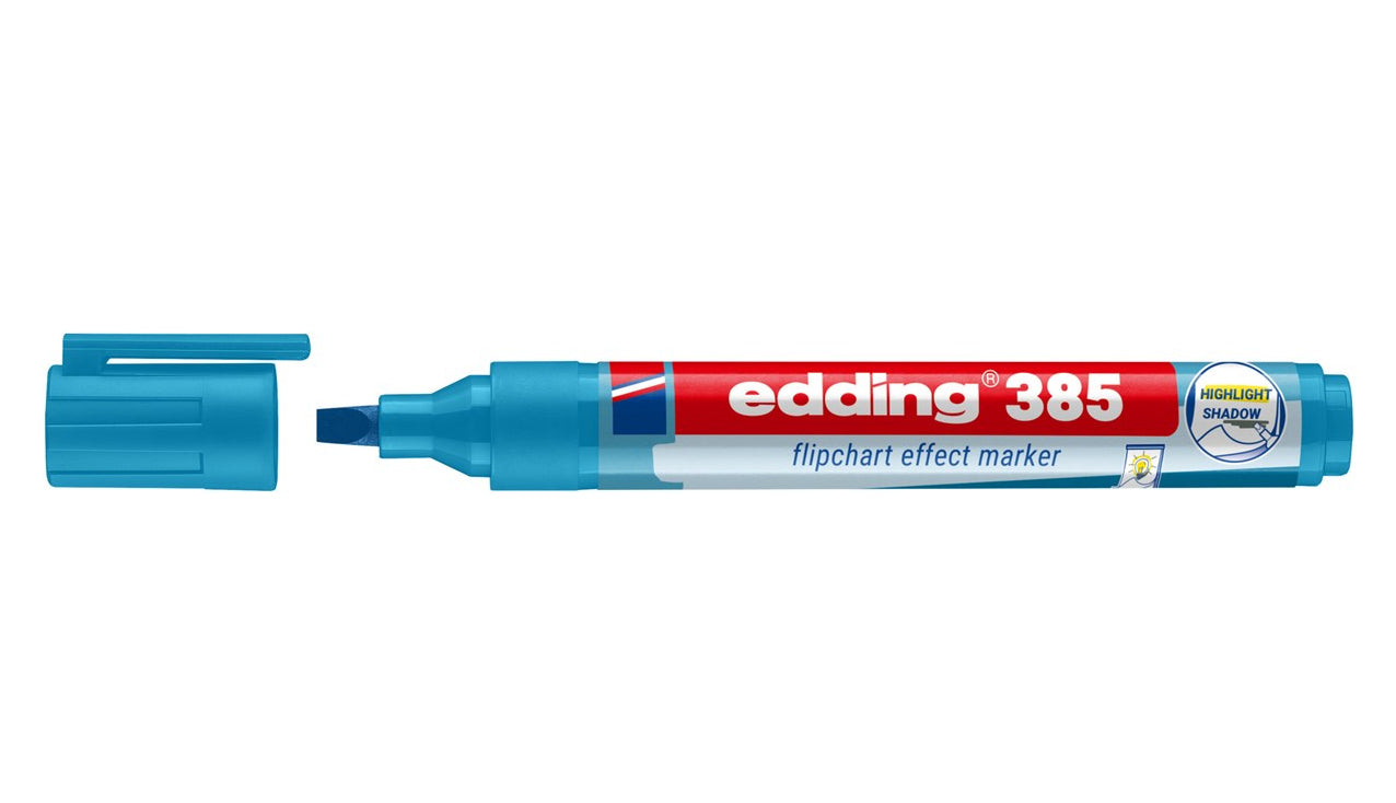 Edding 385 Flipchart-Marker – Pinselspitze 1–5 mm, Hellblau, Nachfüllbar, Cap-Off – für Flipcharts/Papier