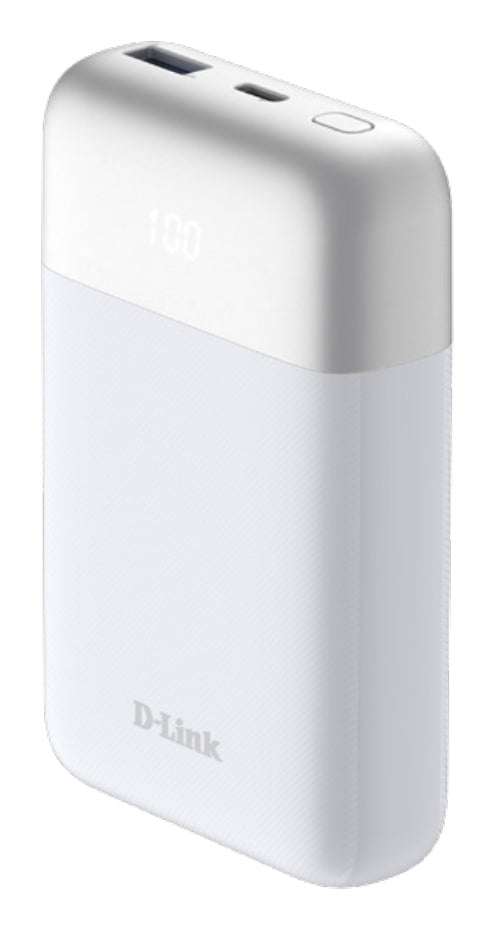 D-Link Powerbank 10'000 mAh – 18 W PD, 1× USB-C, 1× USB-A, weiss
