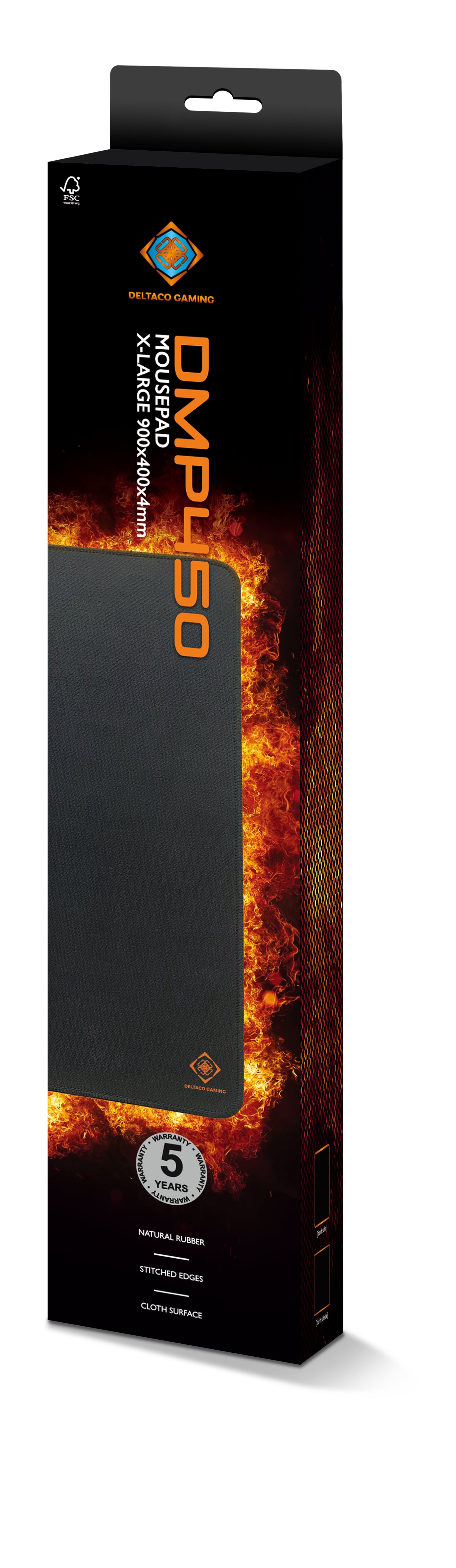 Deltaco Gaming DMP450 – Gaming-Mauspad – 900 × 400 mm, 4 mm, Gummi, Schwarz