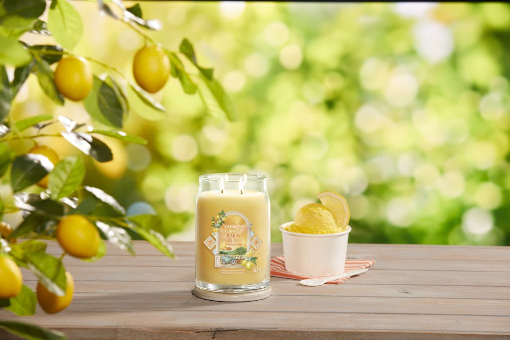 Yankee Candle Duftkerze Lemon Gelato, Sojawachs, transparent/gelb, H 15,7 cm, Ø 9,3 cm, 1 Stück