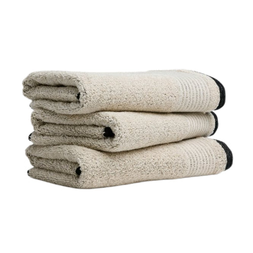 MÖVE Waschhandschuh mit Biesenbordüre – 15 × 20 cm, Natur, Baumwolle/Leinen, 590 g/m²