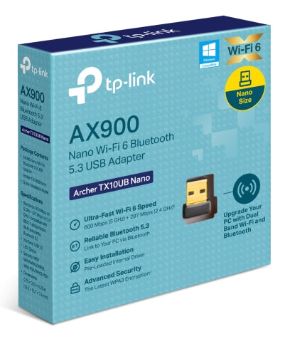 TP-Link Archer TX10UB Nano – USB-Adapter (Wi-Fi 6 (802.11ax), Dual-Band) – 600 Mbit/s, Bluetooth 5.3, USB 2.0