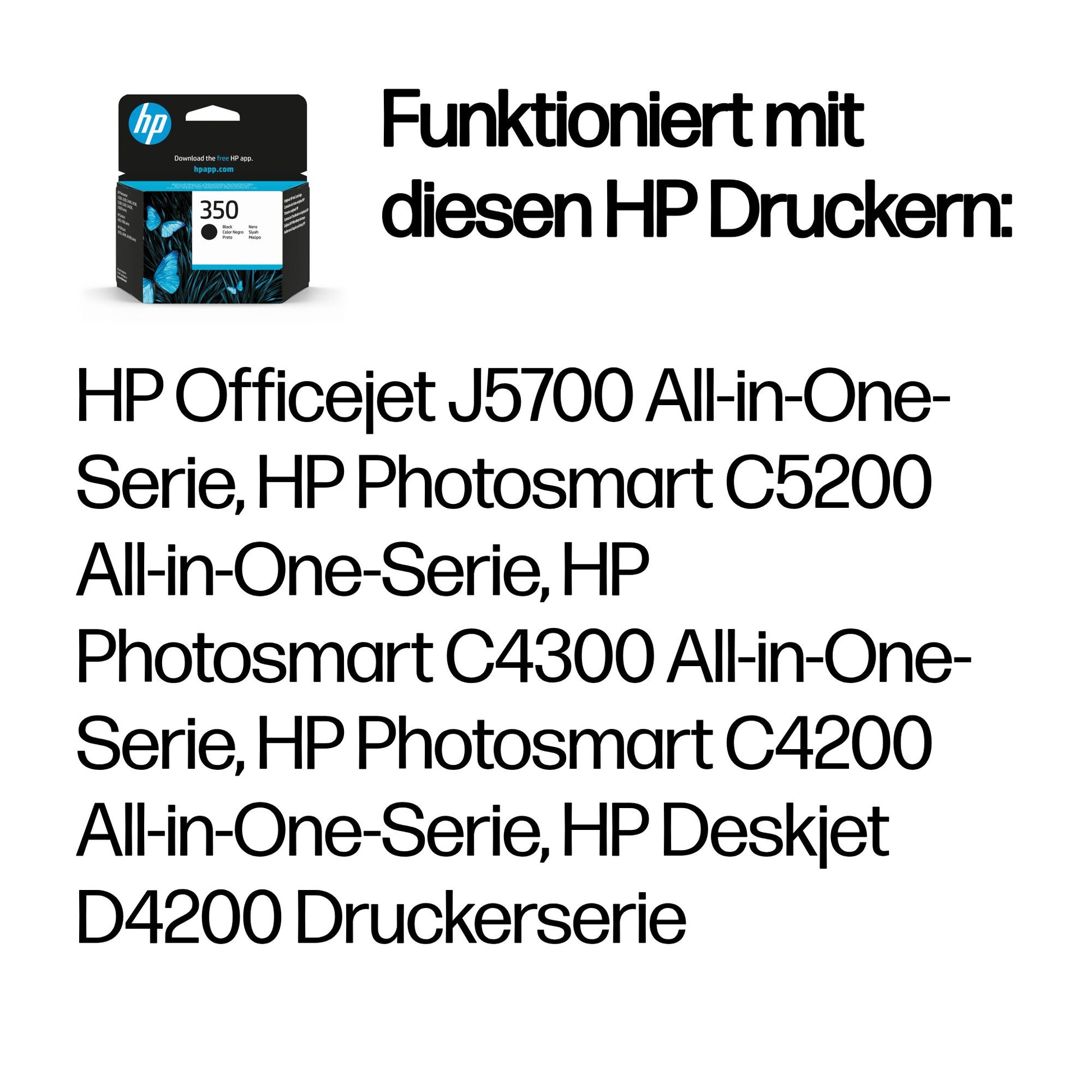 HP 350 Schwarz Tintenpatrone (Original) – 200 Seiten – für HP 350