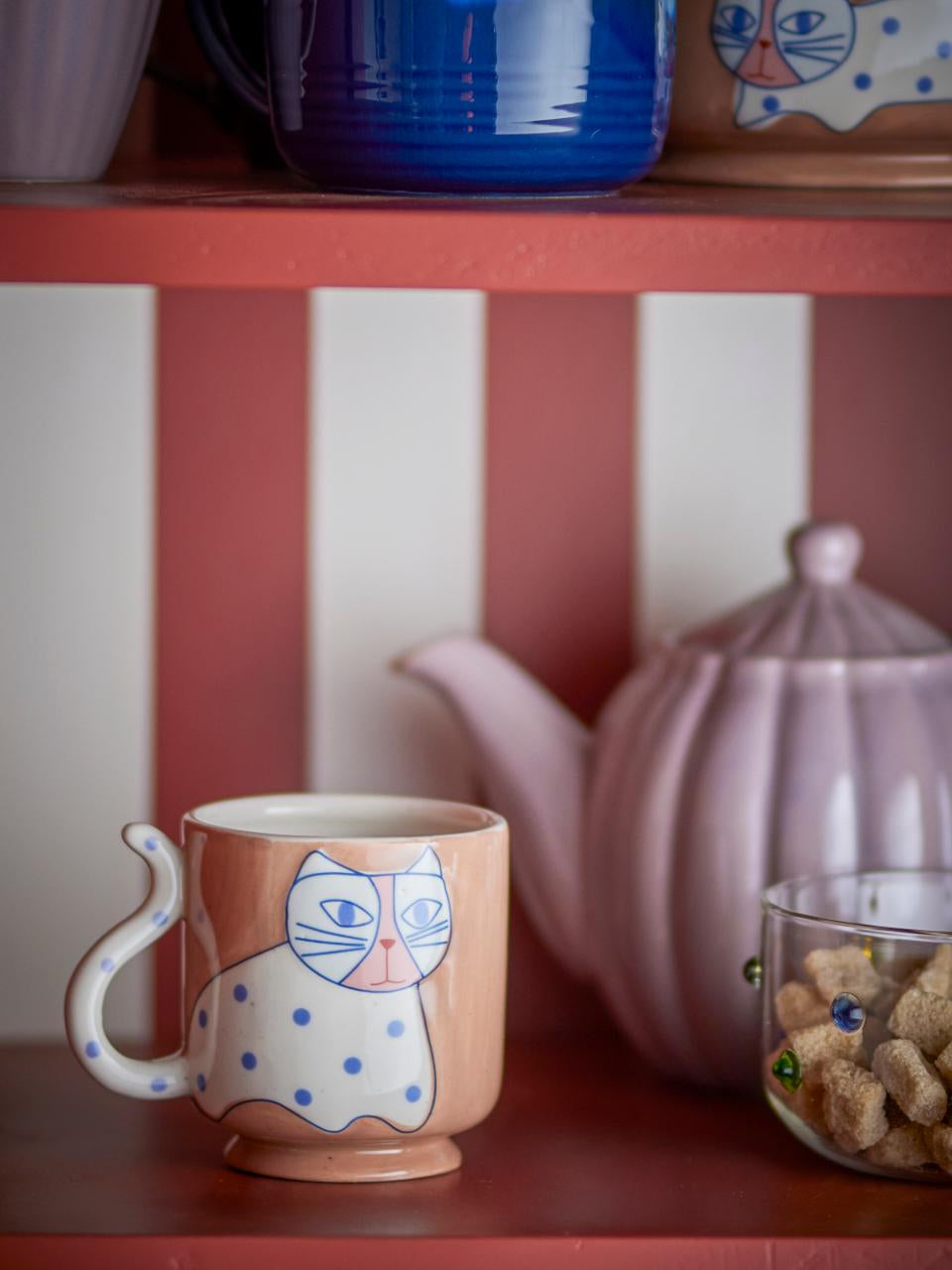 Bloomingville Missy Tasse – 0,33 l, Steinzeug, Braun, Weiss, Spülmaschinengeeignet, Mikrowellengeeignet
