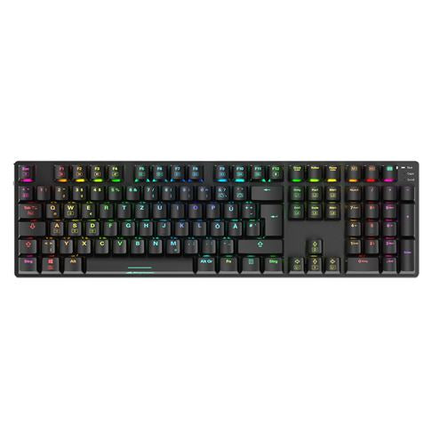 Sharkoon SKILLER SGK36W – Gaming-Tastatur – Mechanisch – 2,4 GHz USB-A (Empfänger) – QWERTZ (DE) – RGB – Rot