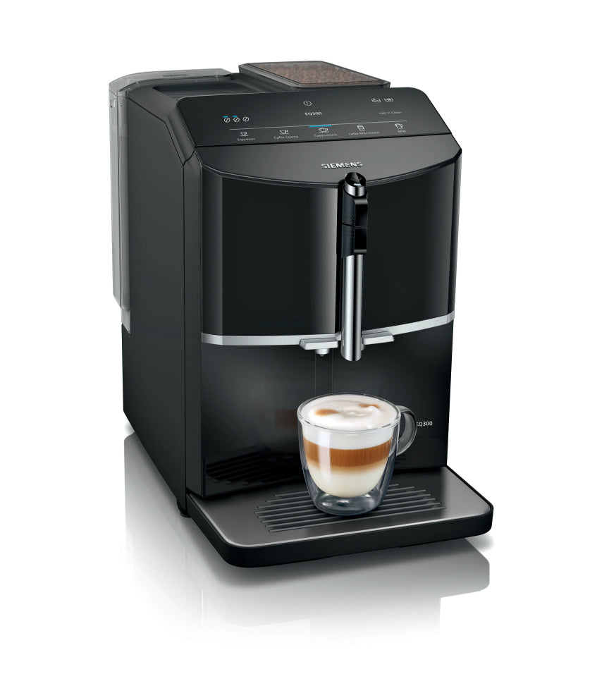 Siemens EQ300 TF301E19 Kaffeevollautomat – 15 bar, 1,4 l, 250 g, Keramik-Mahlwerk, Schwarz