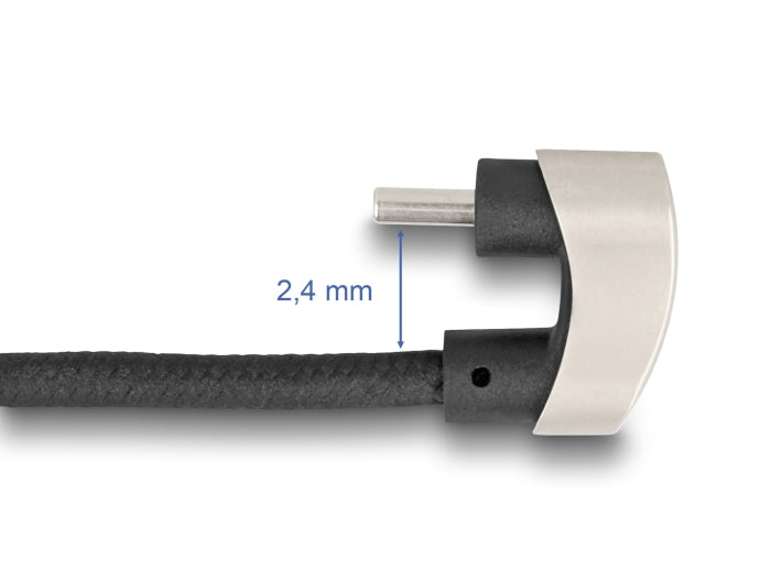DeLOCK USB-C auf USB-C Kabel – USB 2.0 (480 Mbit/s) – 2 m – PD 60 W – Abgewinkelt, Textilmantel – Schwarz