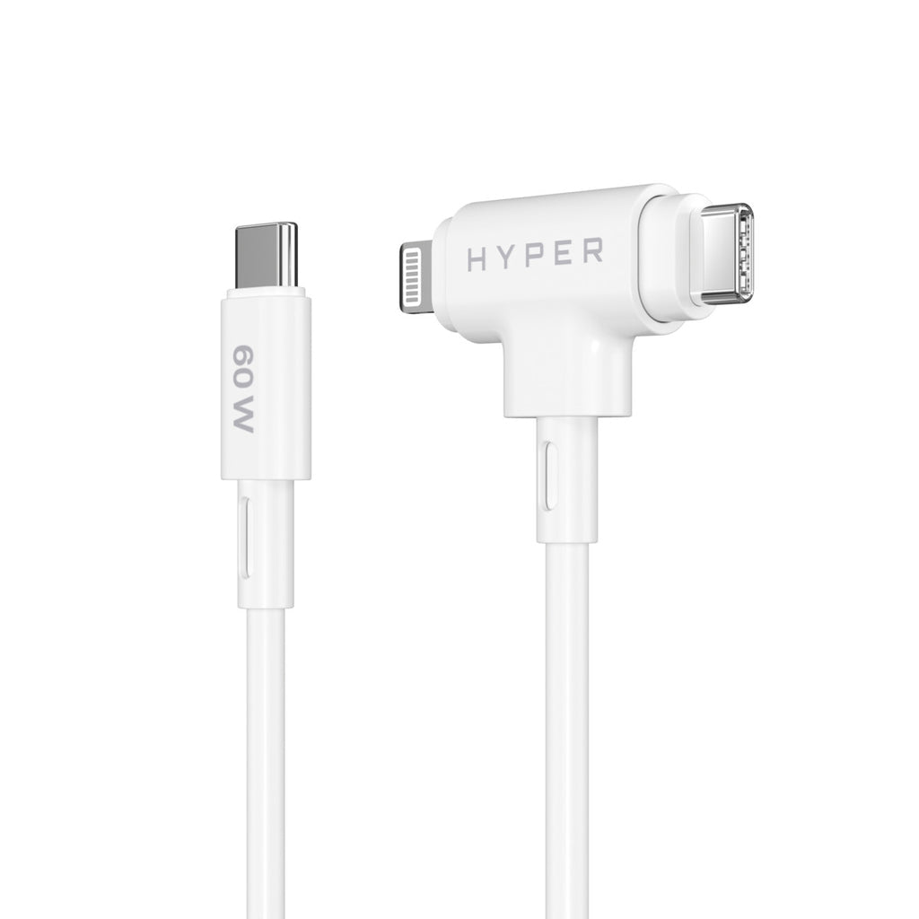 HYPER USB-C auf Lightning Kabel, 1,5 m, Weiss, Silikon, Schnellladen, MFi-zertifiziert