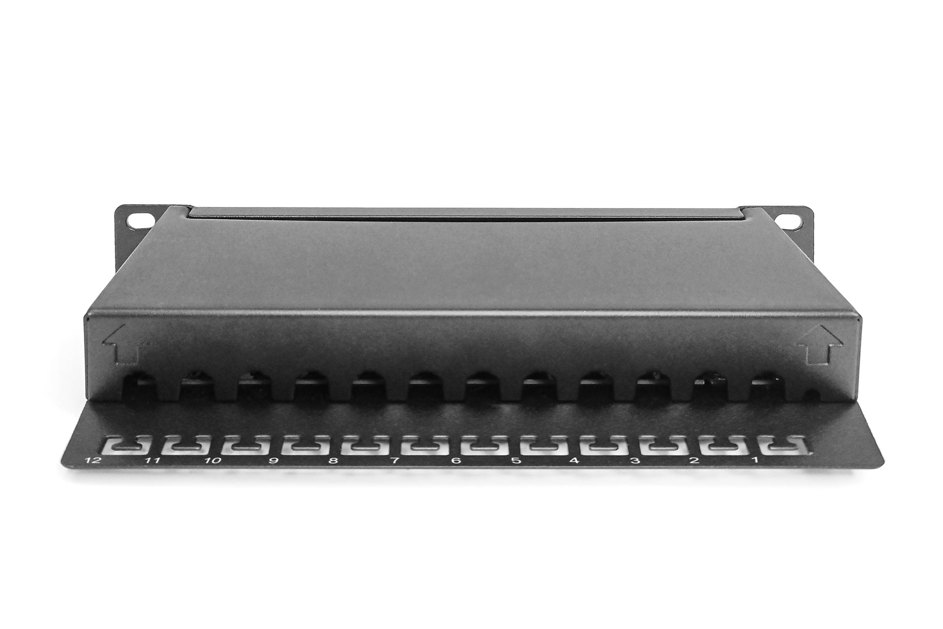 Digitus Patchpanel – CAT 6 (Klasse E), 12× RJ-45, geschirmt, 1U, Schwarz