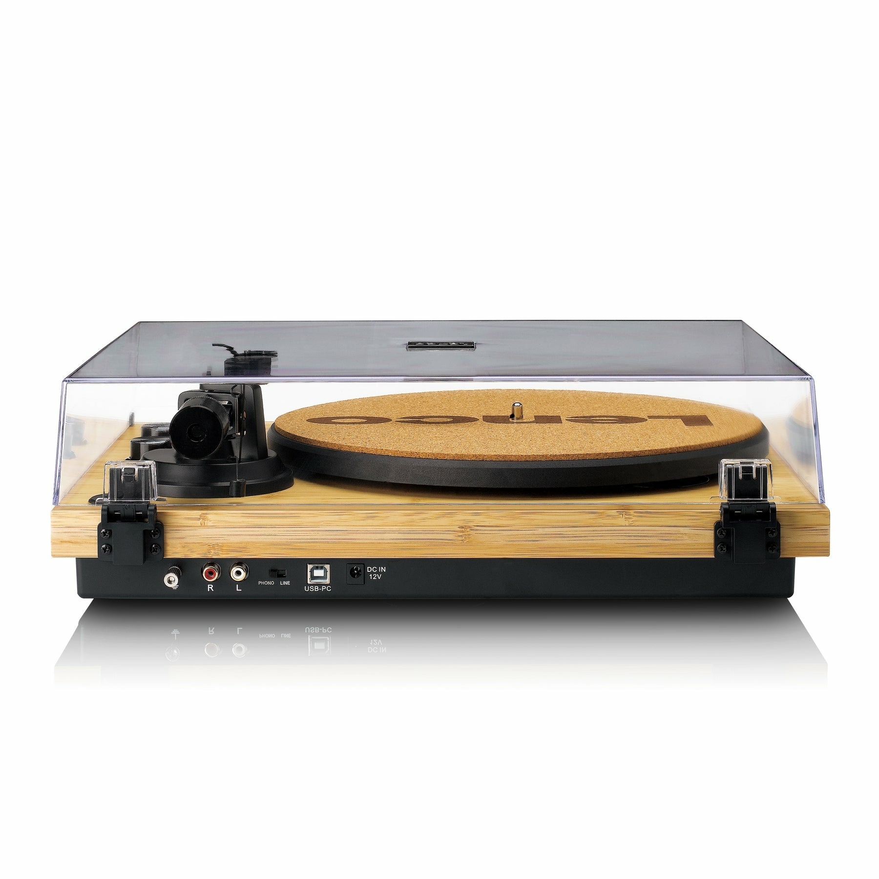 Lenco LBT-335BA – Plattenspieler (Riemenantrieb, Start-Stop), Bluetooth 5.2, Phono-Vorverstärker, 33⅓/45 U/min – Bambus
