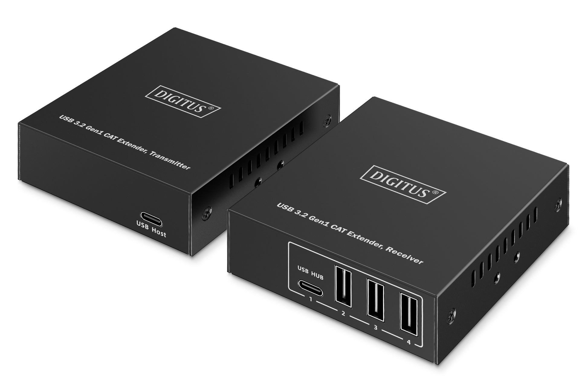 Digitus USB Cat Extender – KVM-Extender-Set, 4-Port (3×USB-A, 1×USB-C), USB 3.0 – bis 100 m über Cat 6a