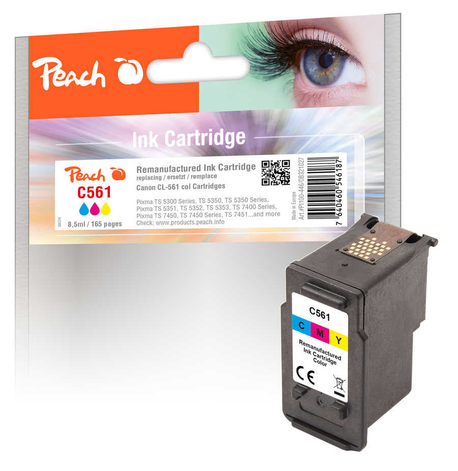 Peach CL-561 Dreifarbig Tintenpatrone (Kompatibel) – 165 Seiten – für Canon Pixma TS 5300/5350/5400 …