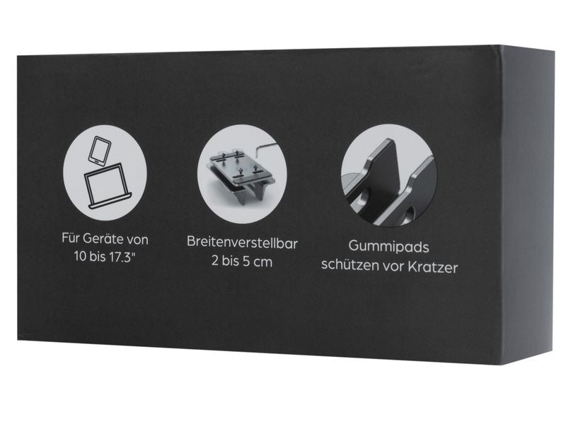 ONIT Laptop-Ständer – für Notebooks bis 17,3", breitenverstellbar, rutschfest – Anthrazit