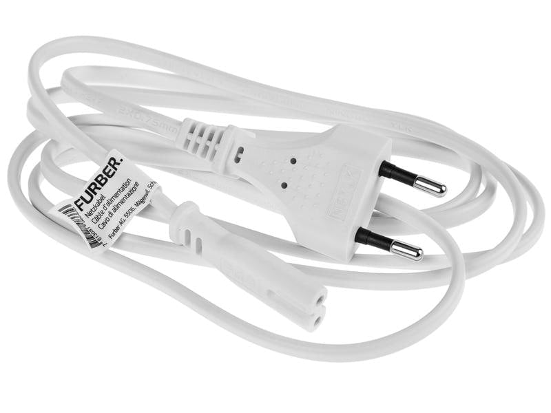 Furber. Netzkabel – T26–IEC C7, 1,8 m, 230 V/2,5 A, Weiss