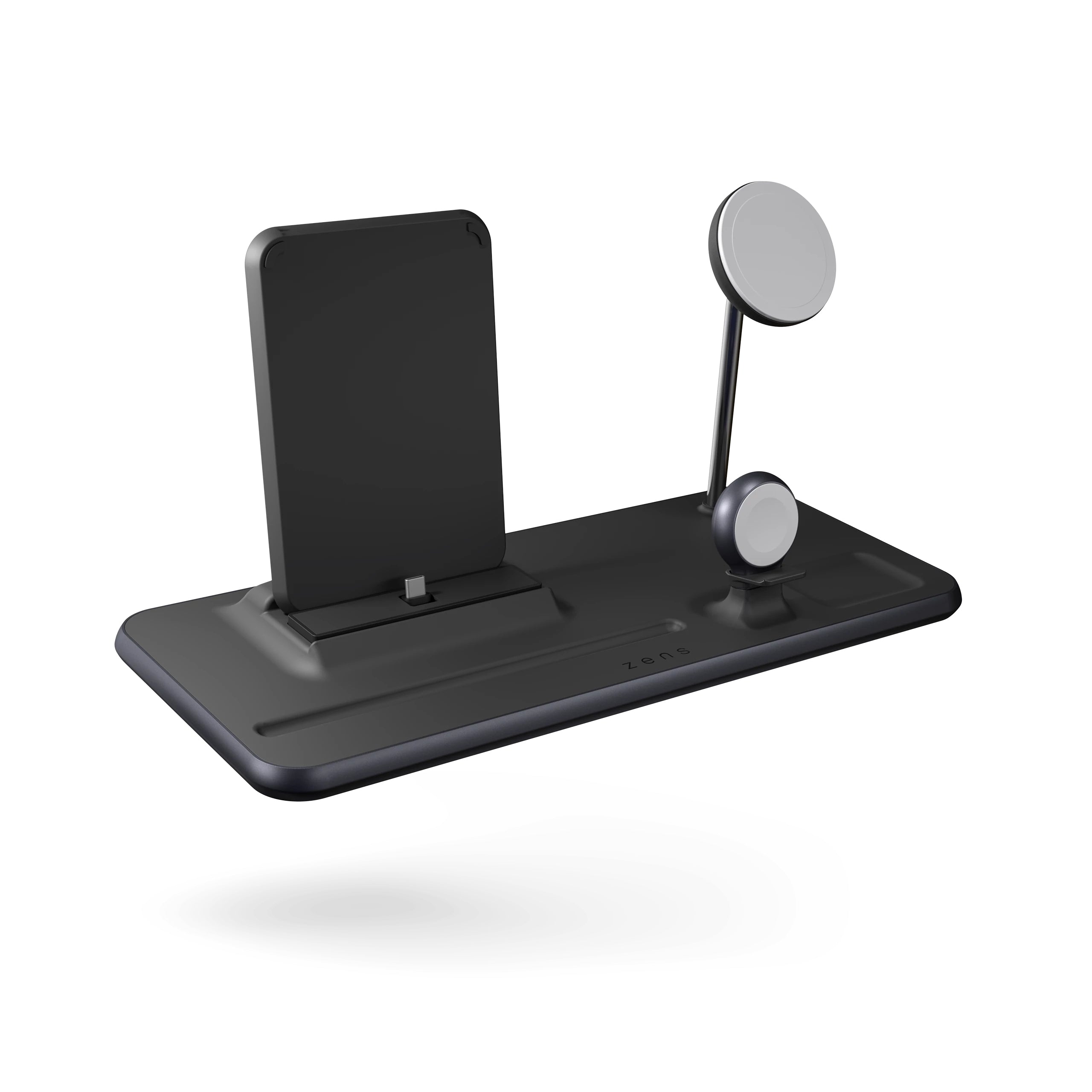 ZENS ZEDC21B/00 Kabelloses Ladegerät 15 W – Qi, PD – USB‑C×1 – 4× gleichzeitig – für Smartphone und mehr – Schwarz