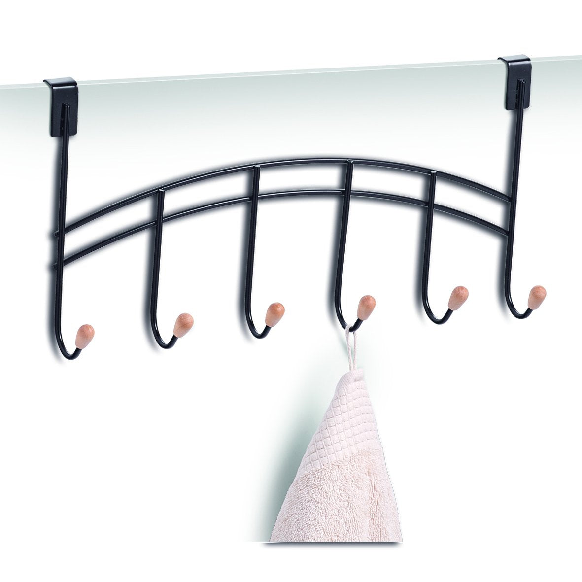 Zeller Present Wandgarderobe 6 Haken – Metall/Holz – Braun – 100 × 205 × 410 mm