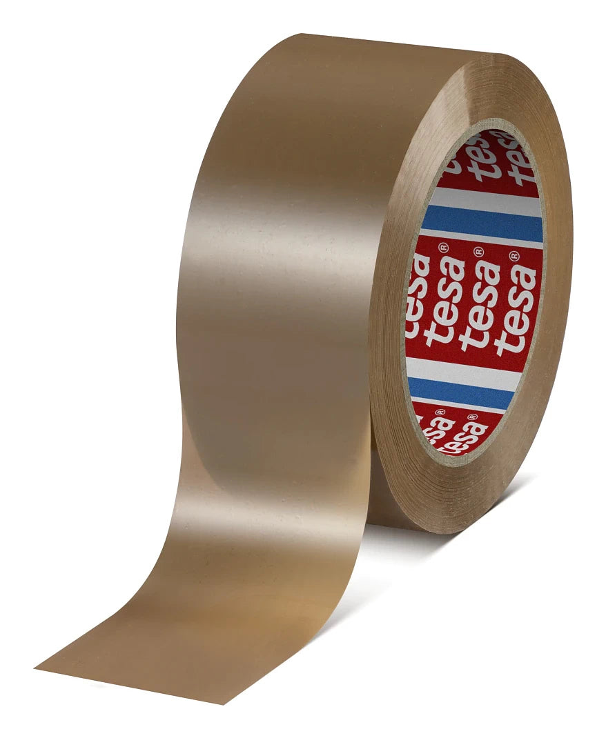 TESA Verpackungsklebeband, PET, Braun, Synthesekautschuk, Hotmelt (Schmelzklebstoff) – 50 mm × 132 m
