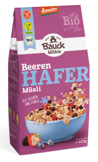 Bauck Mühle Hafer Müesli Beeren – Bio, glutenfrei – 425 g