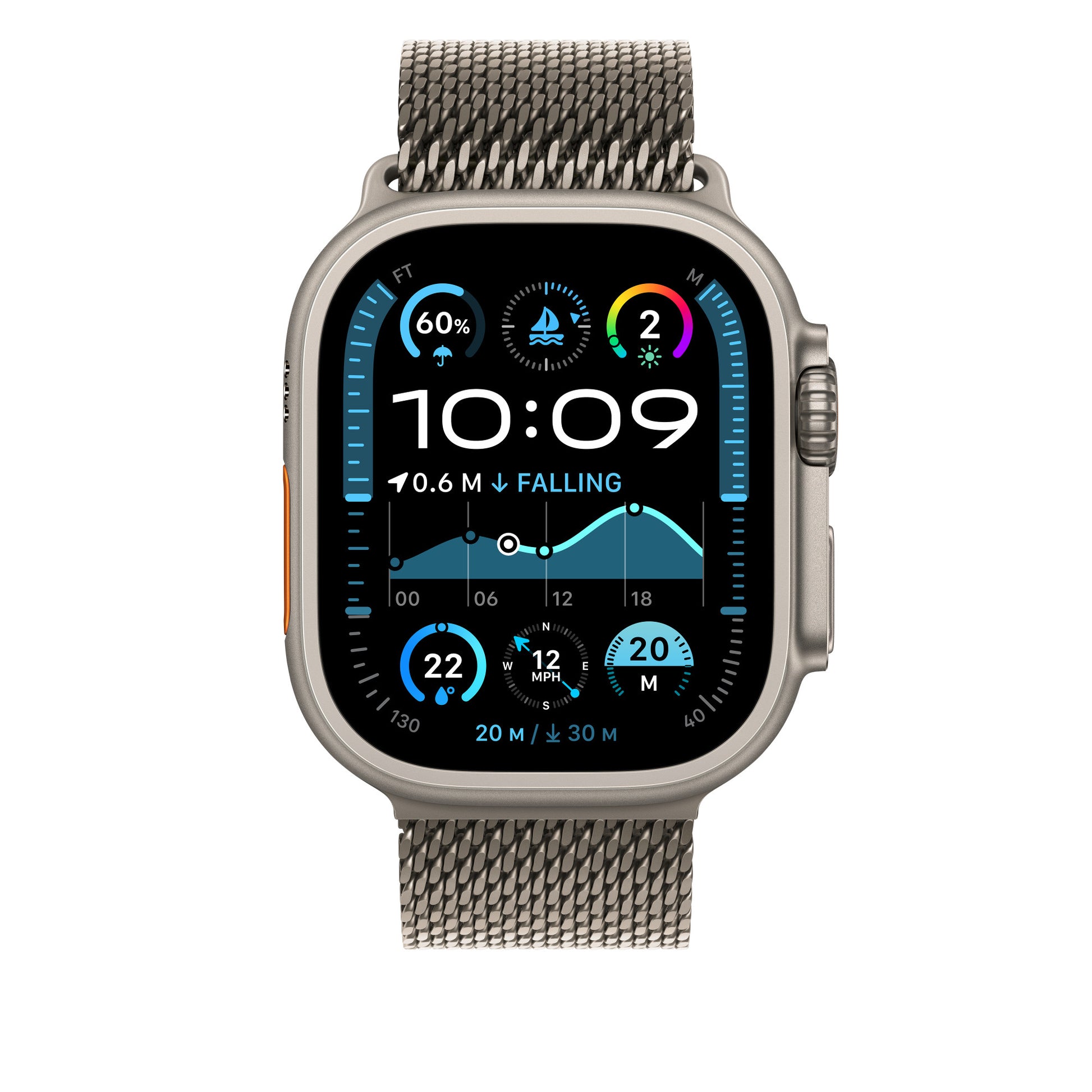 Apple Milanese Loop – Armband – für Apple Watch 49 mm, Grau, Titan, Grösse S