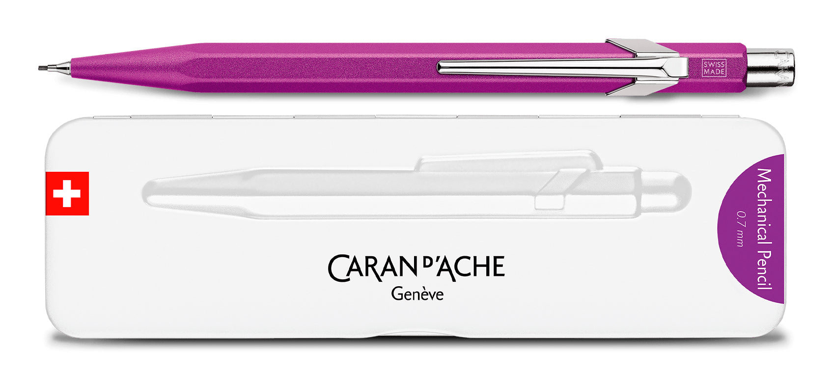 Caran d-Ache 849 Colormat-X Druckbleistift – 0,7 mm – Aluminium – Blau – mit Radierer