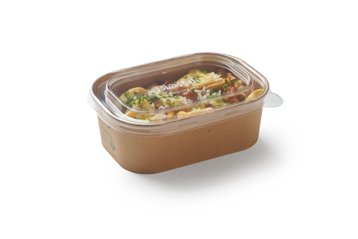 BioPak Take-away-Box, Papier/Karton, PLA-beschichtet – 750 ml 120 × 171 × 57 mm – braun – FSC – 50 Stk.