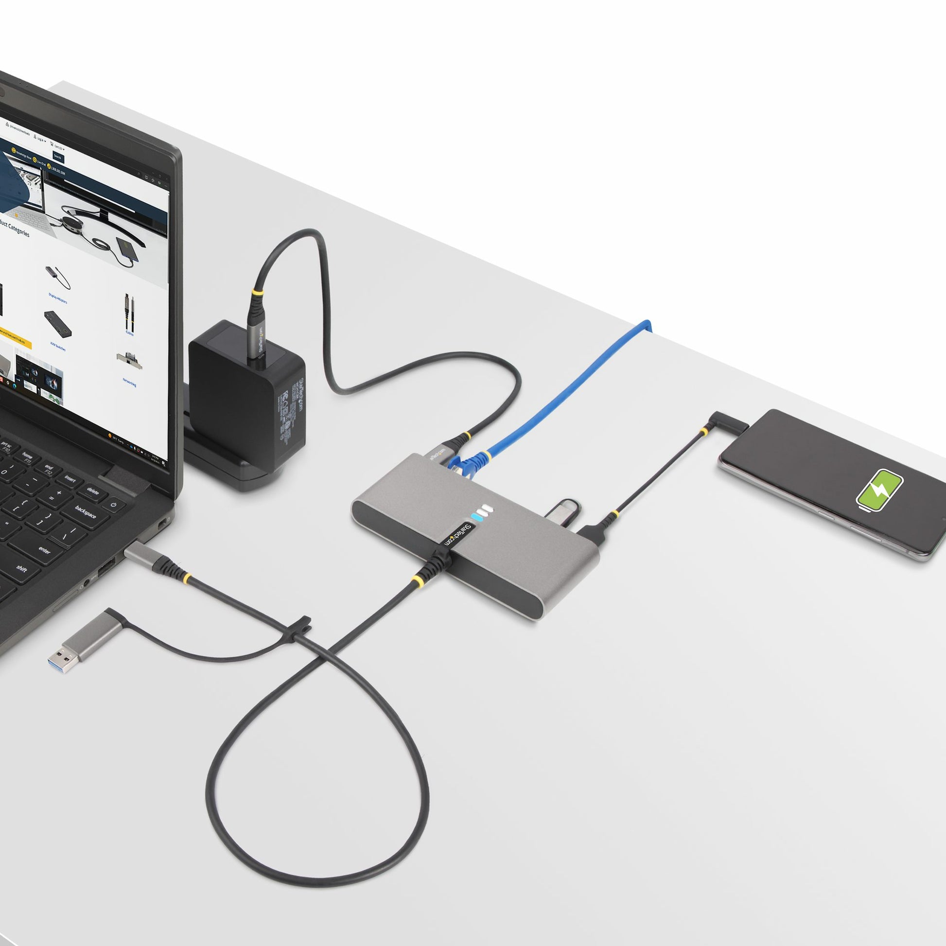 StarTech.com USB-Hub – USB-C, 2× USB-A, 100 W PD, GbE, für Windows/Mac/Linux