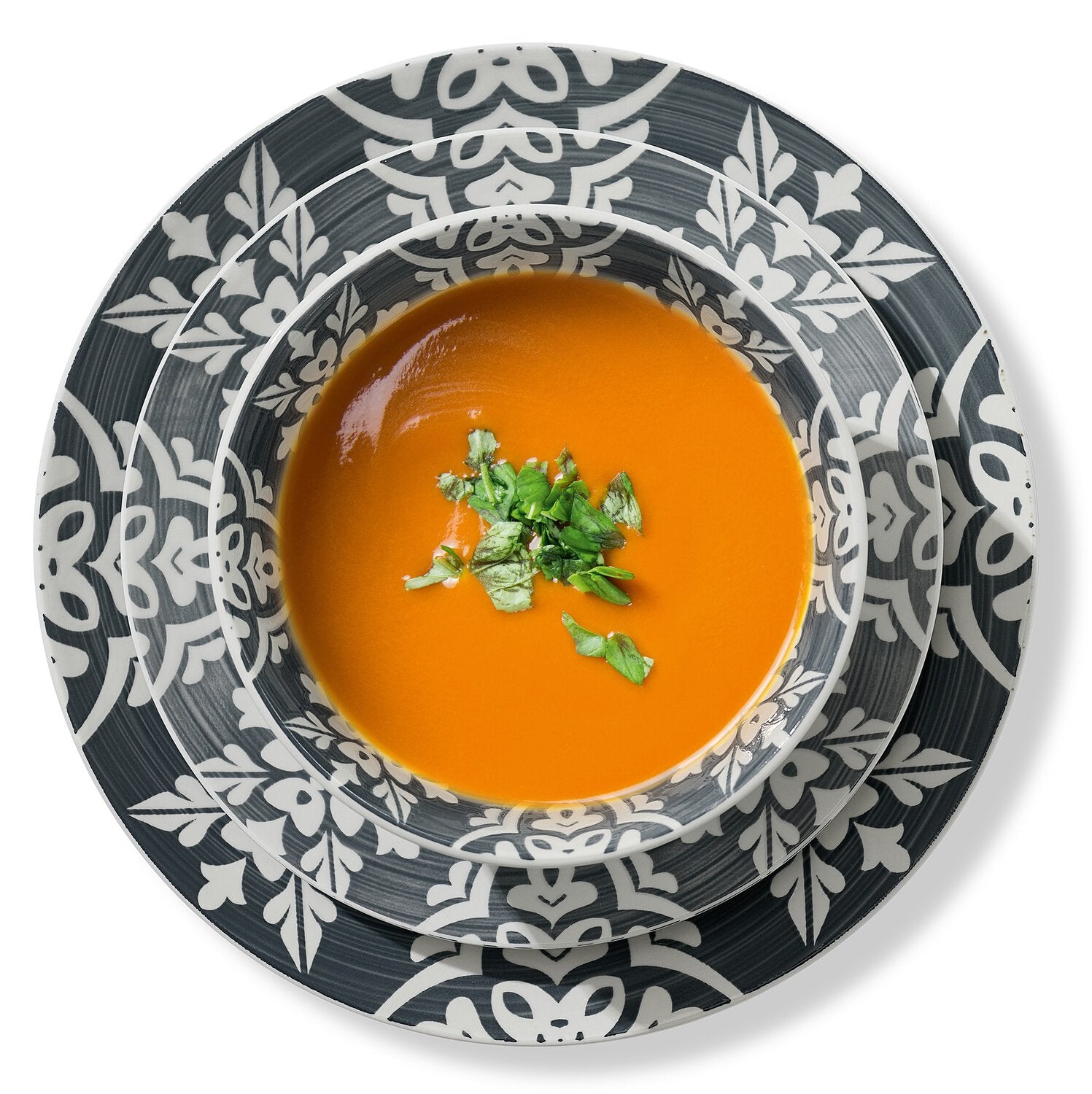 Ritzenhoff & Breker Geschirrset Salina – 16-teilig, Ø 26,5/15,5 cm, Steinzeug, Grau, spülmaschinenfest