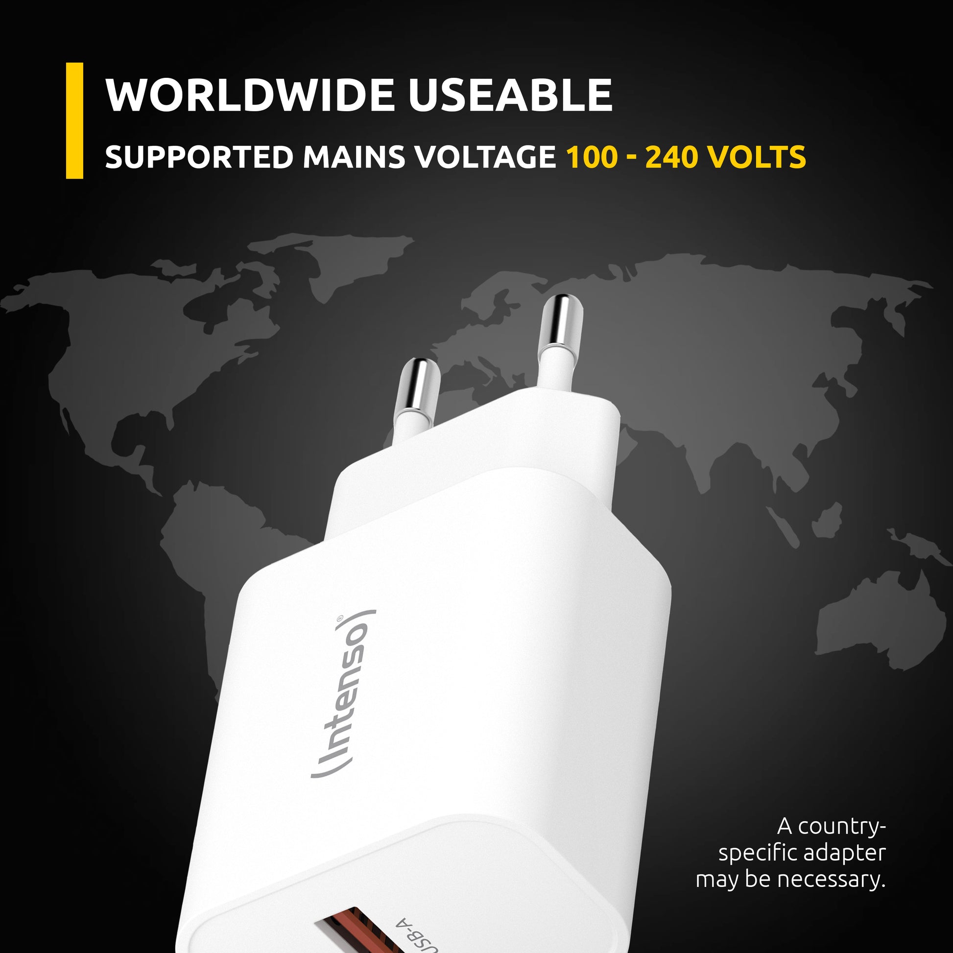 Intenso W30AC USB-Wandladegerät 30 W – USB-C×1, USB-A×1 – PD – EU-Stecker (Typ C) – Weiss